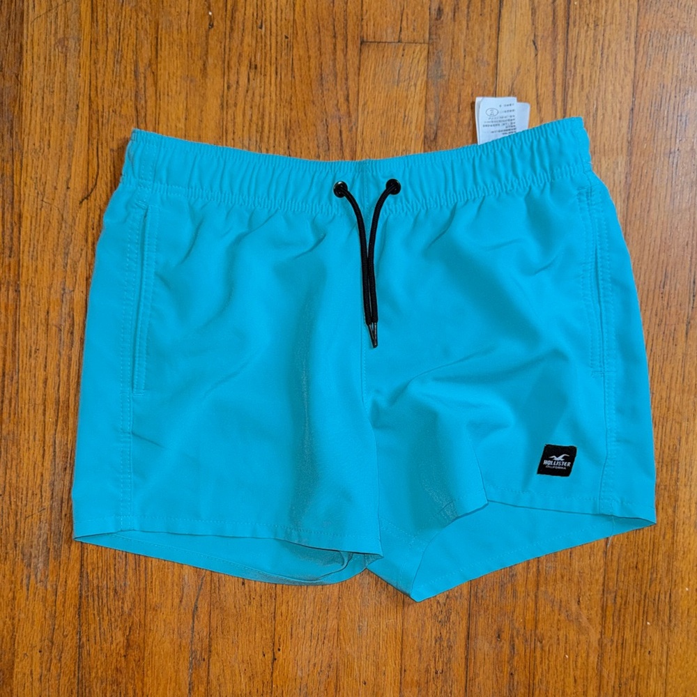 Hollister Turquoise Swim Shorts with Black Drawstring